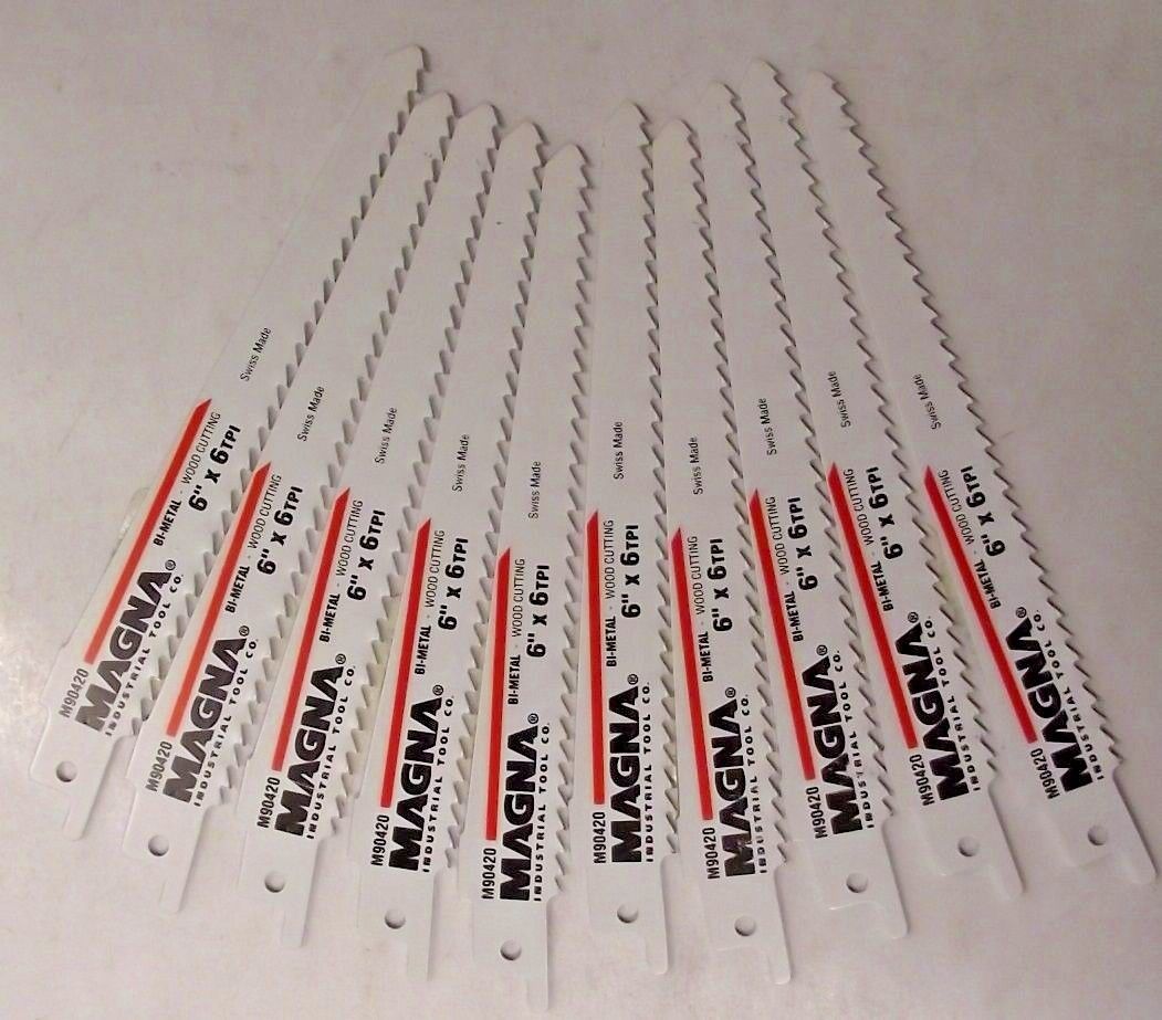 Magna 90420 6" 6TPI Bi-Metal Recip Saw Blades 10PCS. Swiss