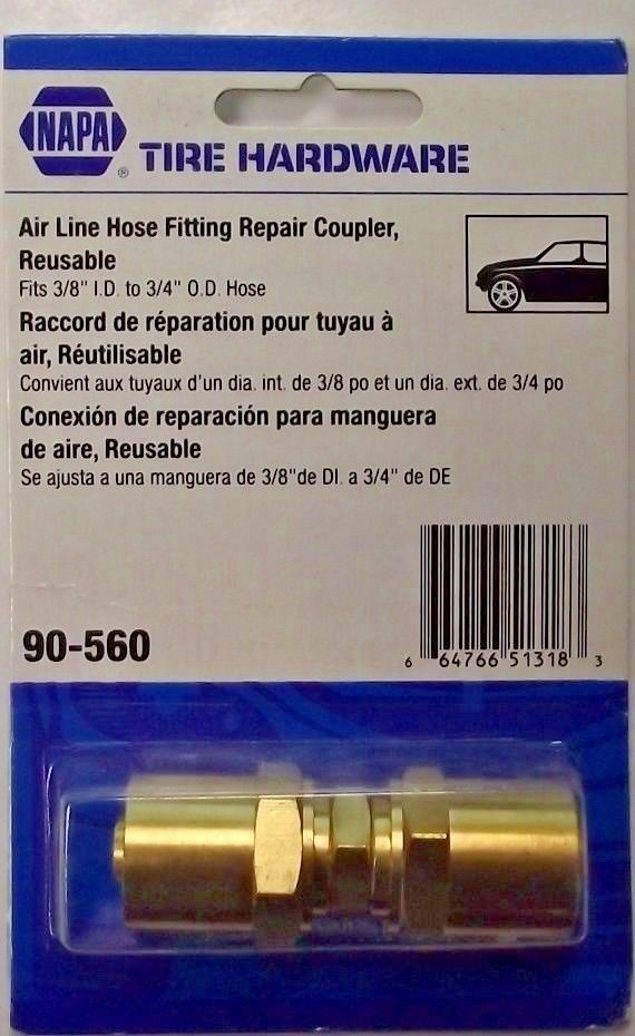 Napa 90-560 3/8" Reusable Brass Hose Splicer Coupler For Air Hoses