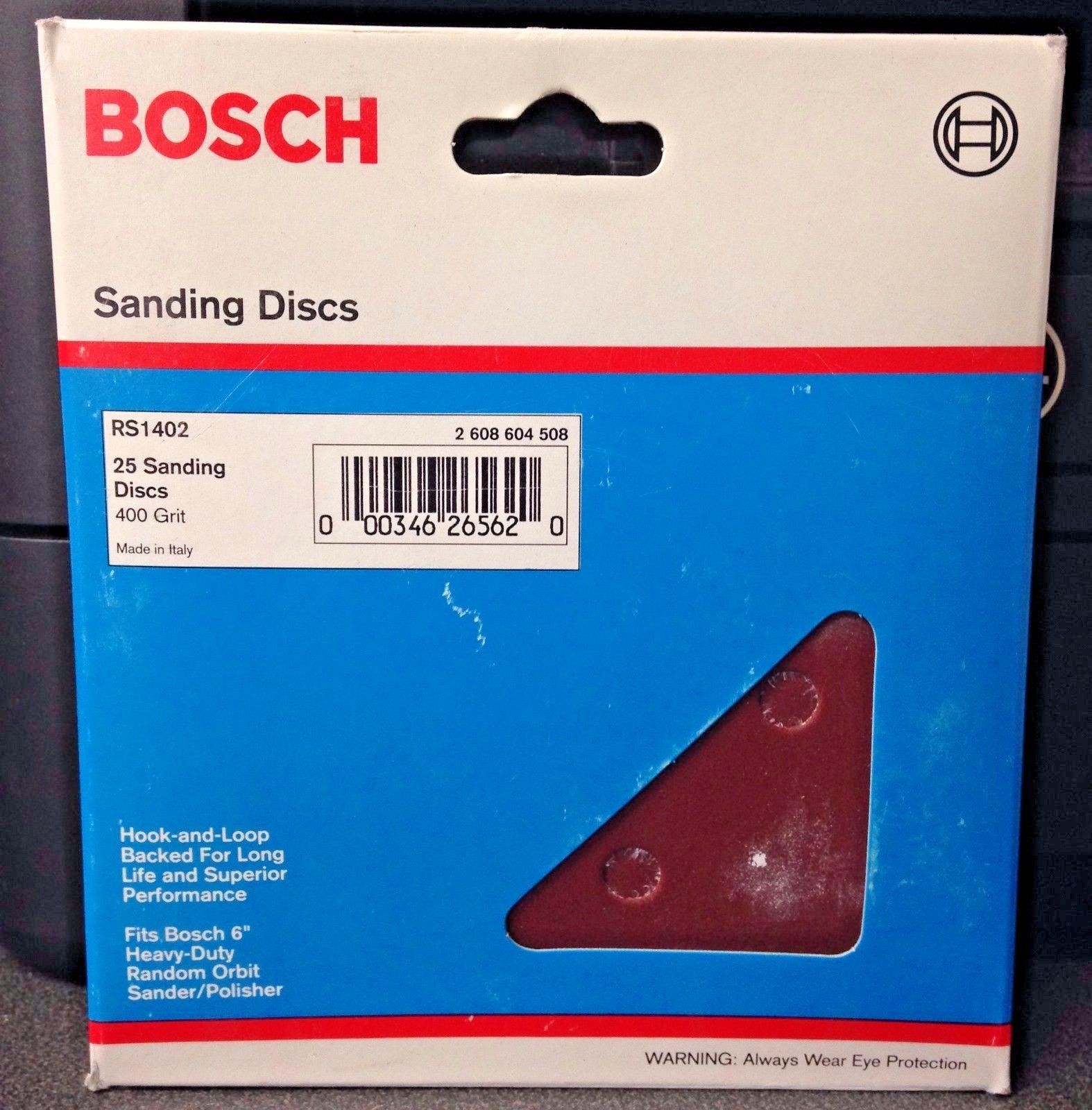 Bosch RS1402 6" Hook and Loop 400 Grit Sanding Discs 25 Pack
