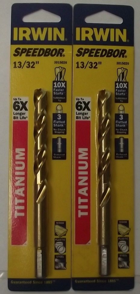 Irwin Tools 3015026 13/32 X 5-1/4 Titanium TURBOMAX Tip Drill Bit 2pcs.