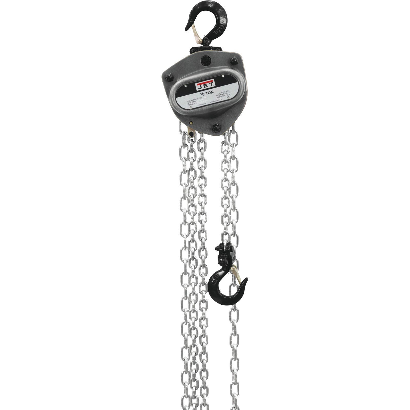 Jet 104100 L-100-50WO-10 1/2-Ton Hand Chain Hoist 10' Lift Overload Protection