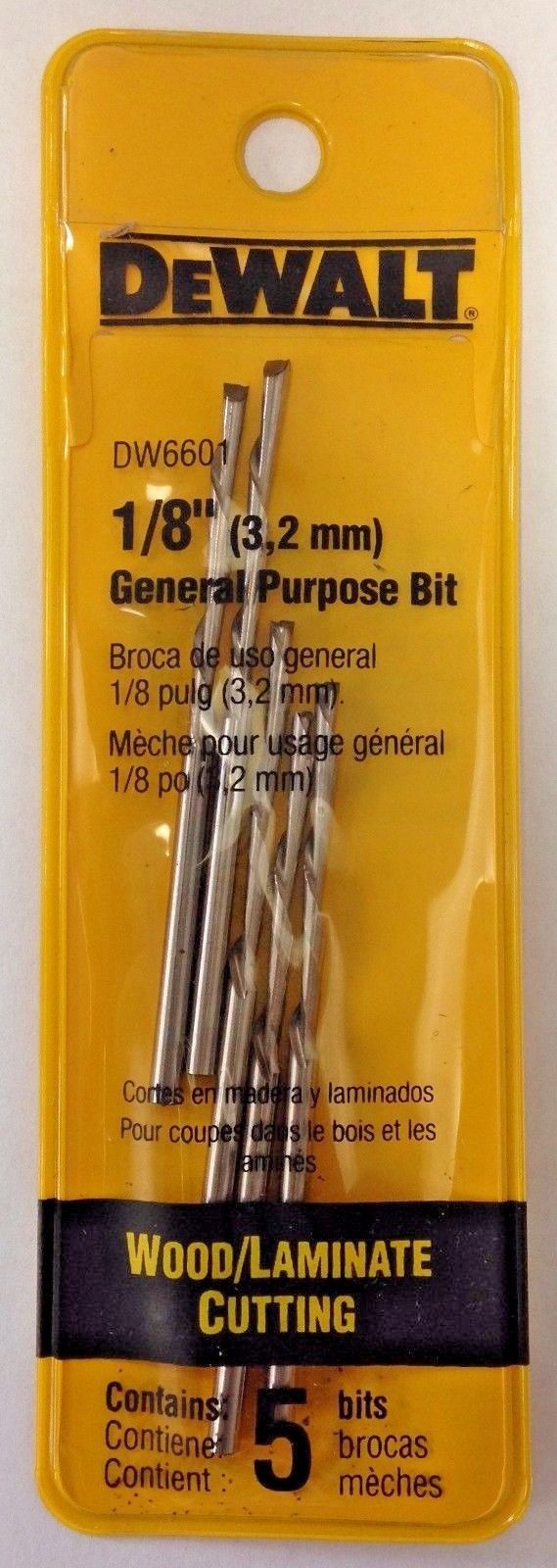 Dewalt DW6601 1/8" Wood / Laminate Cutting General Purpose Bits 5 Pack