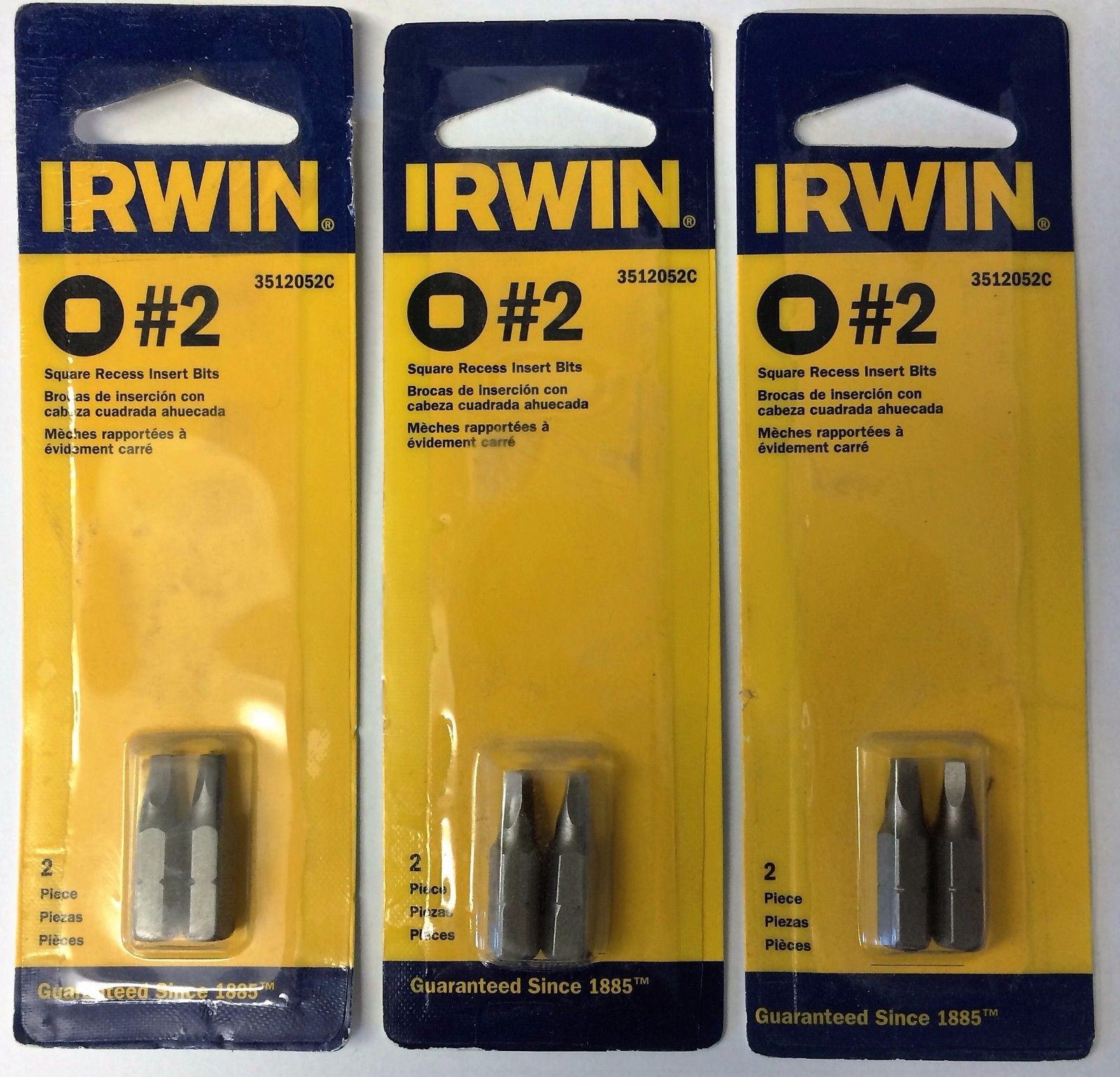 Irwin 3512052C #2 Square Recess Insert Bits (3 Packs of 2 Bits)