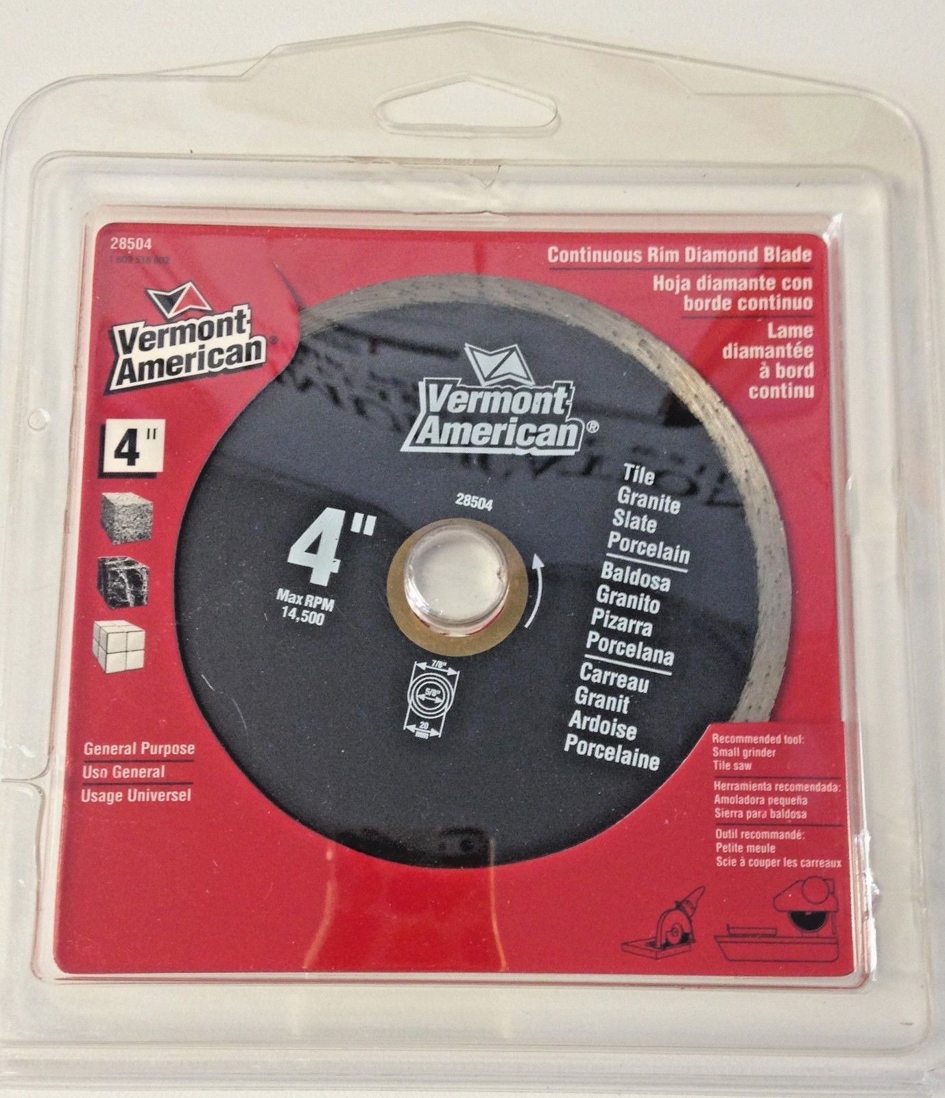 Vermont American 28504 4" Continuous Rim Diamond Saw Blade