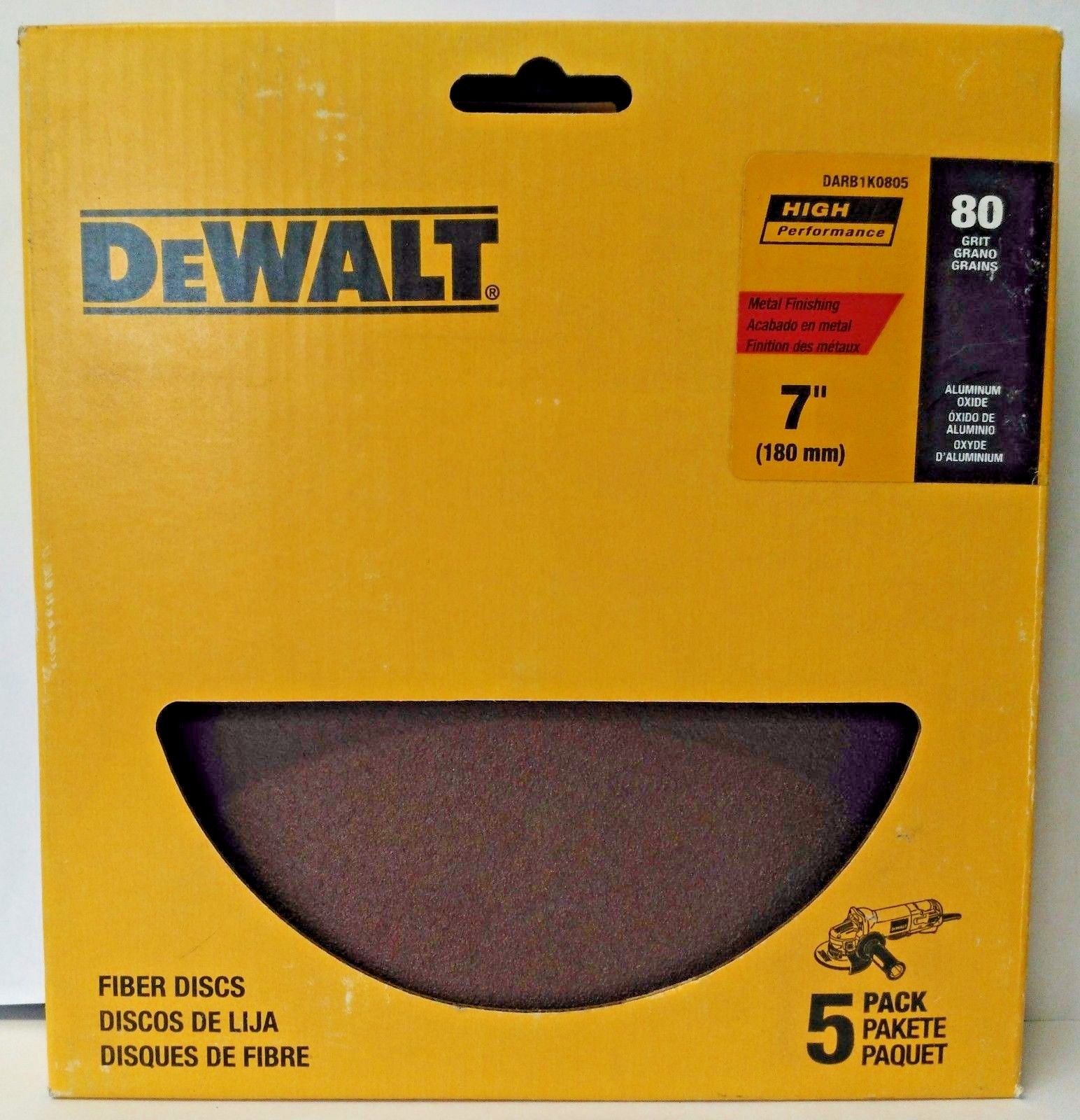 Dewalt DARB1K0805 7" 80 Grit Aluminum Oxide Fiber Resin Sanding Discs 5 Pack