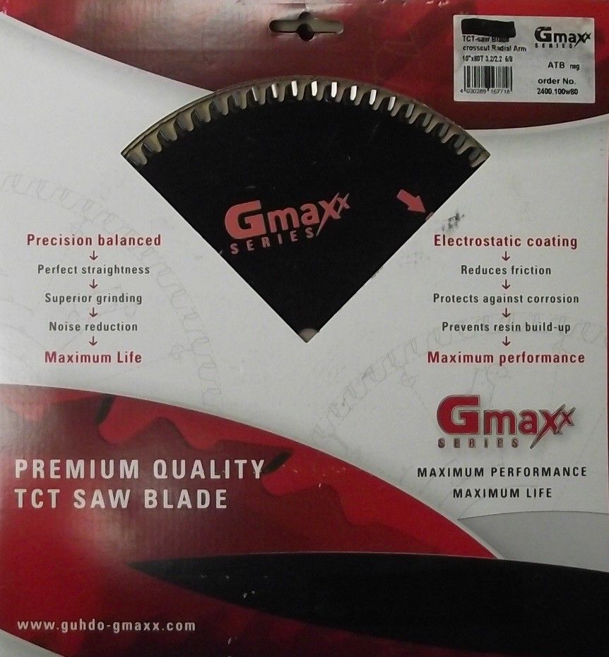 Gmaxx 2400.100W80 10" x 80 Tooth ATB Neg Rake Carbide Saw Blade Germany