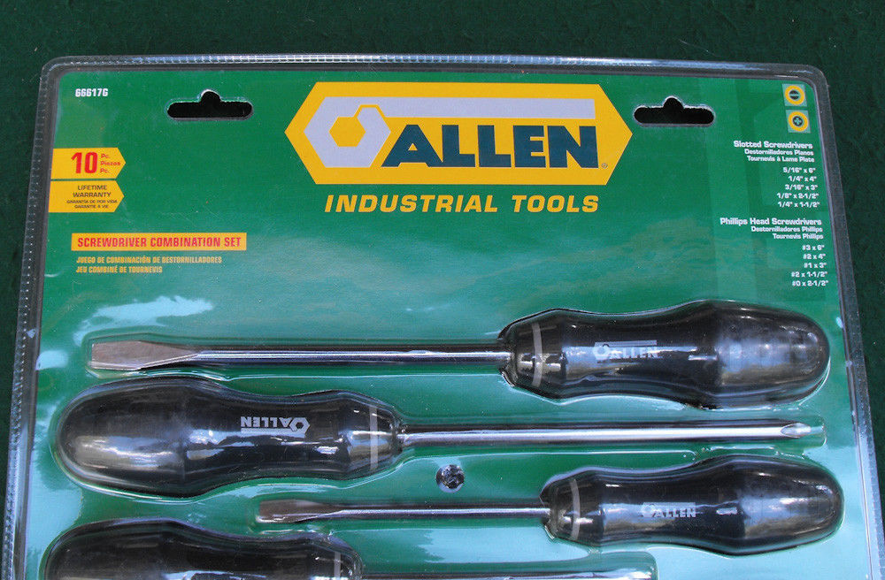 Allen 66617G 10 Piece Screwdriver Combination Set Phillips & Slotted