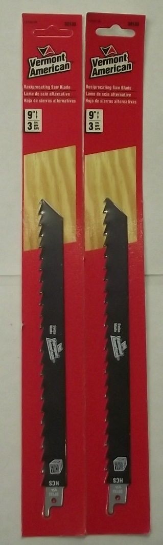 Vermont American 30133 9"x3TPI Wood Cutting Pruning Recip. Saw Blades 2pcs.
