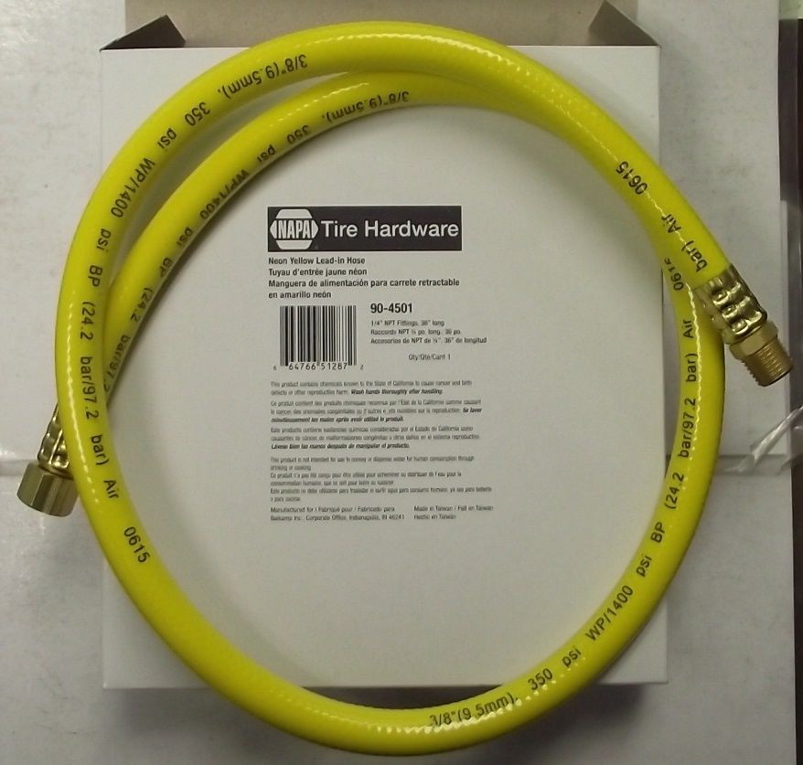 Napa 90-4501 36" Neon Yellow Lead In Hose 3/8" With 1/4" NPT End