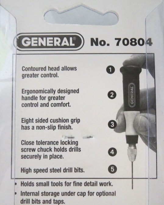 General Tools 70804 4 Piece Miniature Pin Vise Set USA
