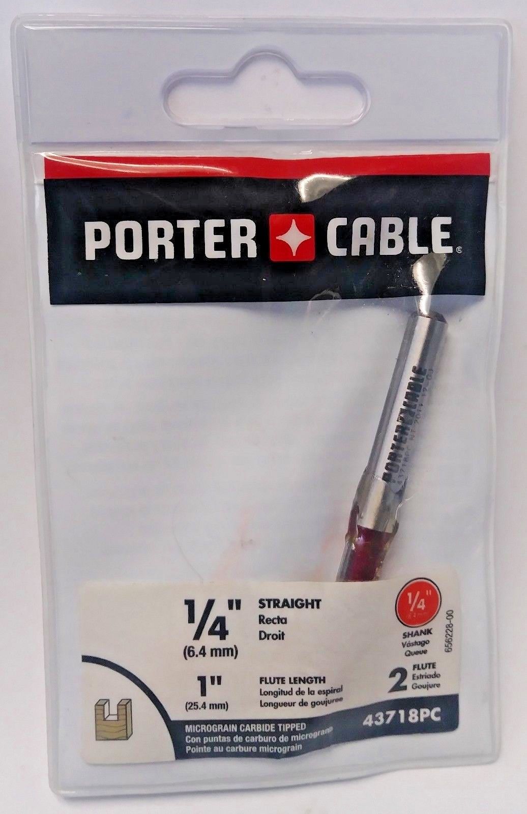 Porter Cable 43718 1/4" Straight Double Flute Router Bit Carbide Tipped