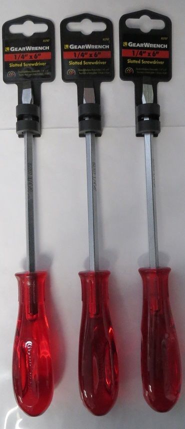 Gearwrench 82707 1/4" x 6" Slotted Screwdriver 3 Pieces