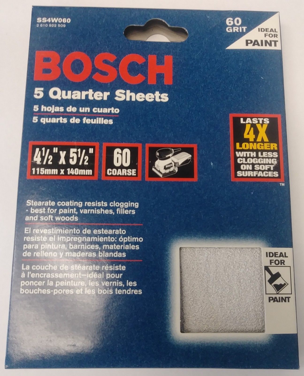 Bosch SS4W060 5 Piece 60 Grit 4-1/2" x 5-1/2" General Purpose Sanding Sheets
