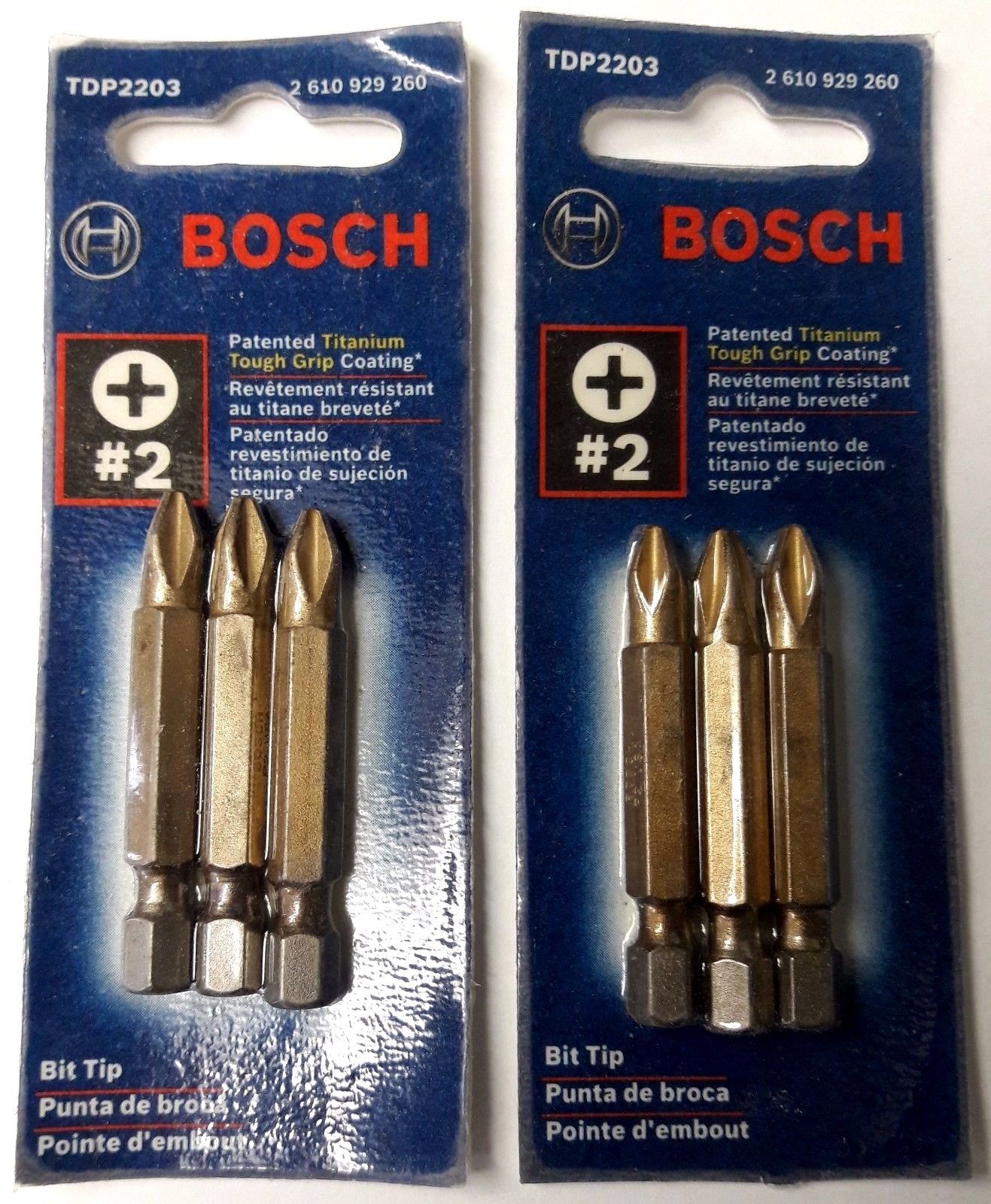 Bosch TDP2203 Titanium #2 2" Power Screwdriver Bits USA 2-3 Packs