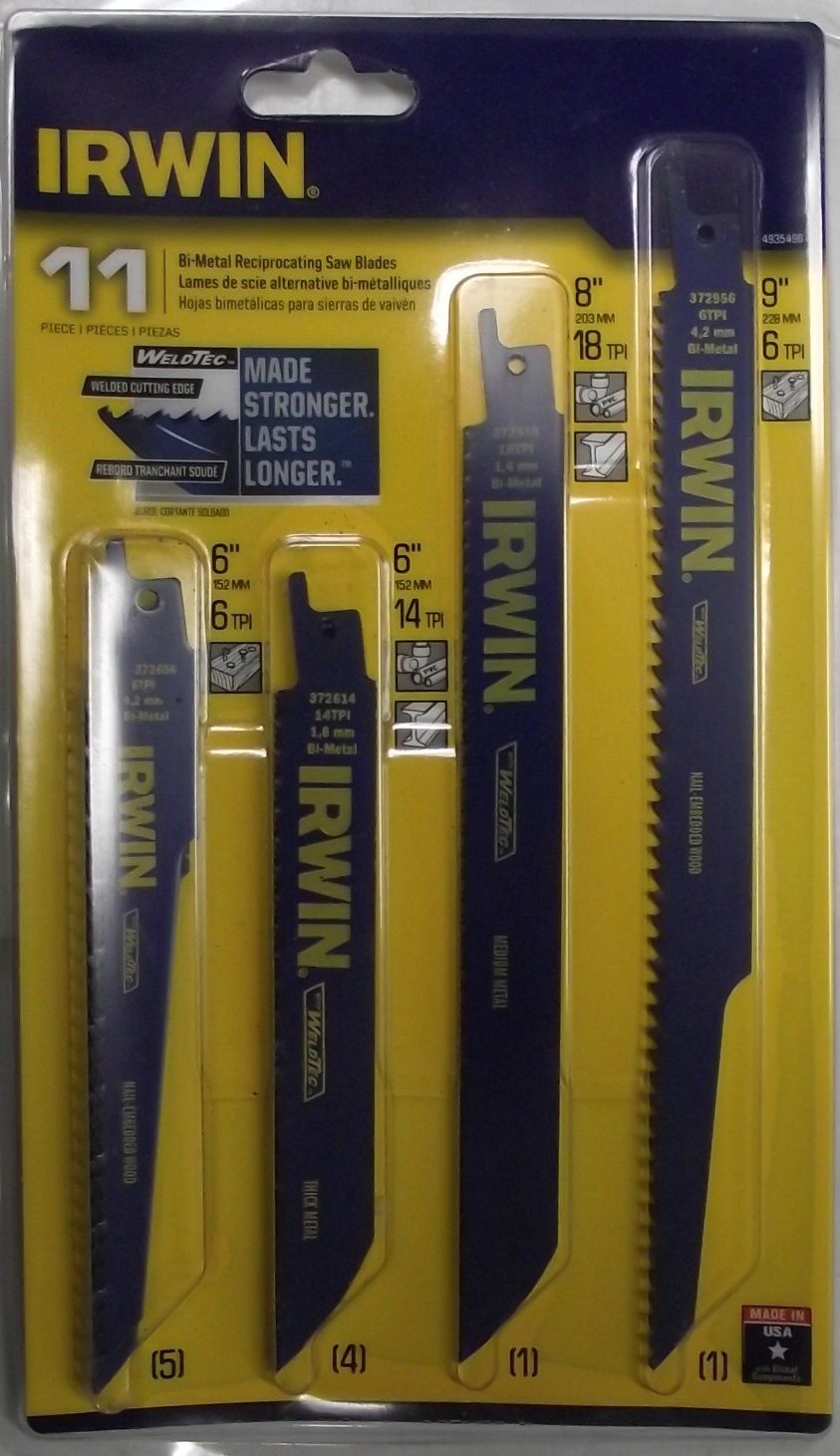 IRWIN Tools 4935496 11-Piece Reciprocating Saw Blade Set WeldTec USA