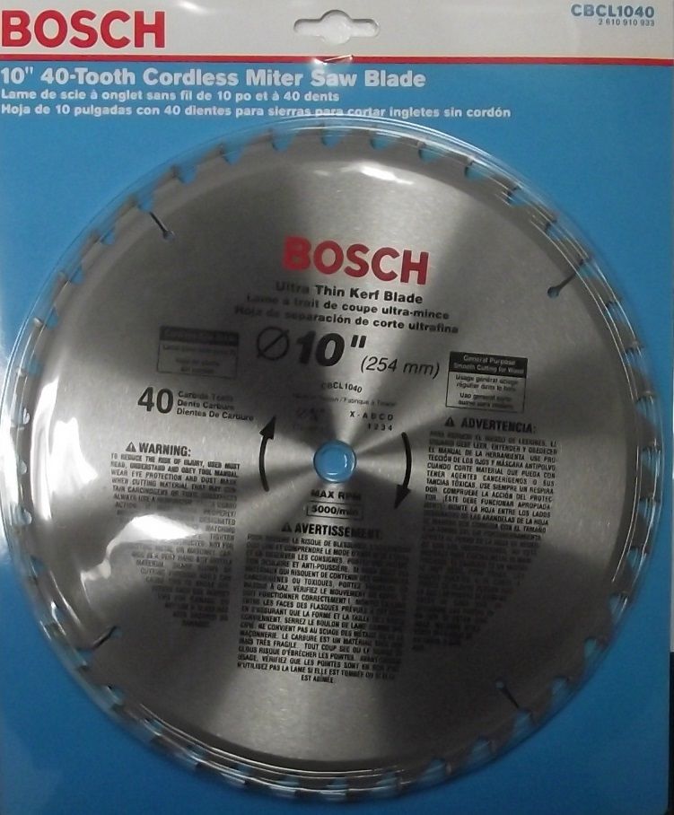 Bosch CBCL1040 10" x 40 Tooth ATB Ultra Thin Kerf General Purpose Saw Blade