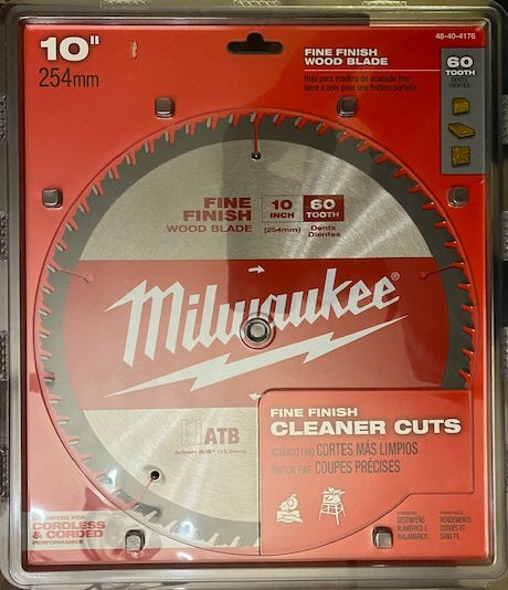 Milwaukee 48-40-4176 10" x 60T Fine Finish Wood Cutting Circular Saw Blade