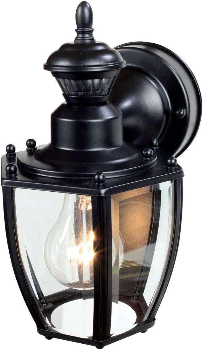 Heath Zenith HZ-4170-BK 150 Degree Motion Activated Decorative Lantern, Black