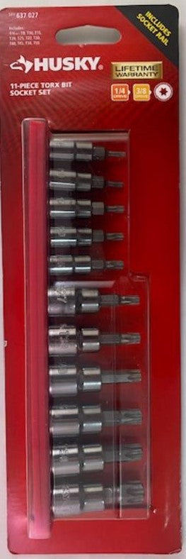 Husky 1/4 and 3/8 in. Drive Torx Bit Socket Set (11-Piece) 637027