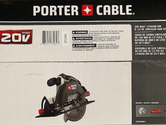 Porter-Cable 20V MAX Li-Ion 6 1/2" Circular Saw PCC660D1 Saw + Battery Kit