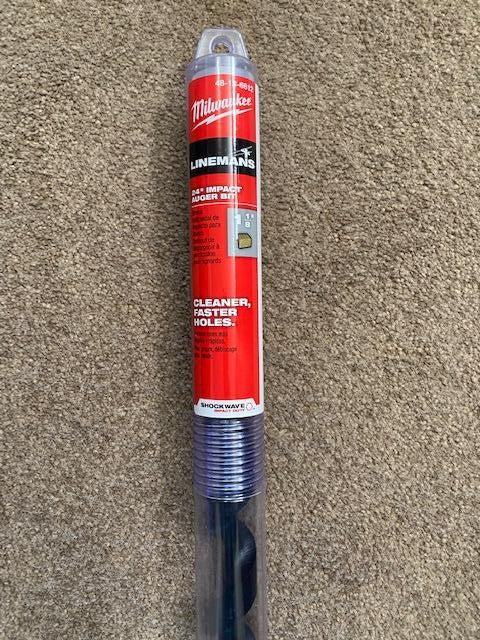 Milwaukee 48-13-6812 1 1/8” x 24" Shockwave Lineman's Impact Auger Drill Bit