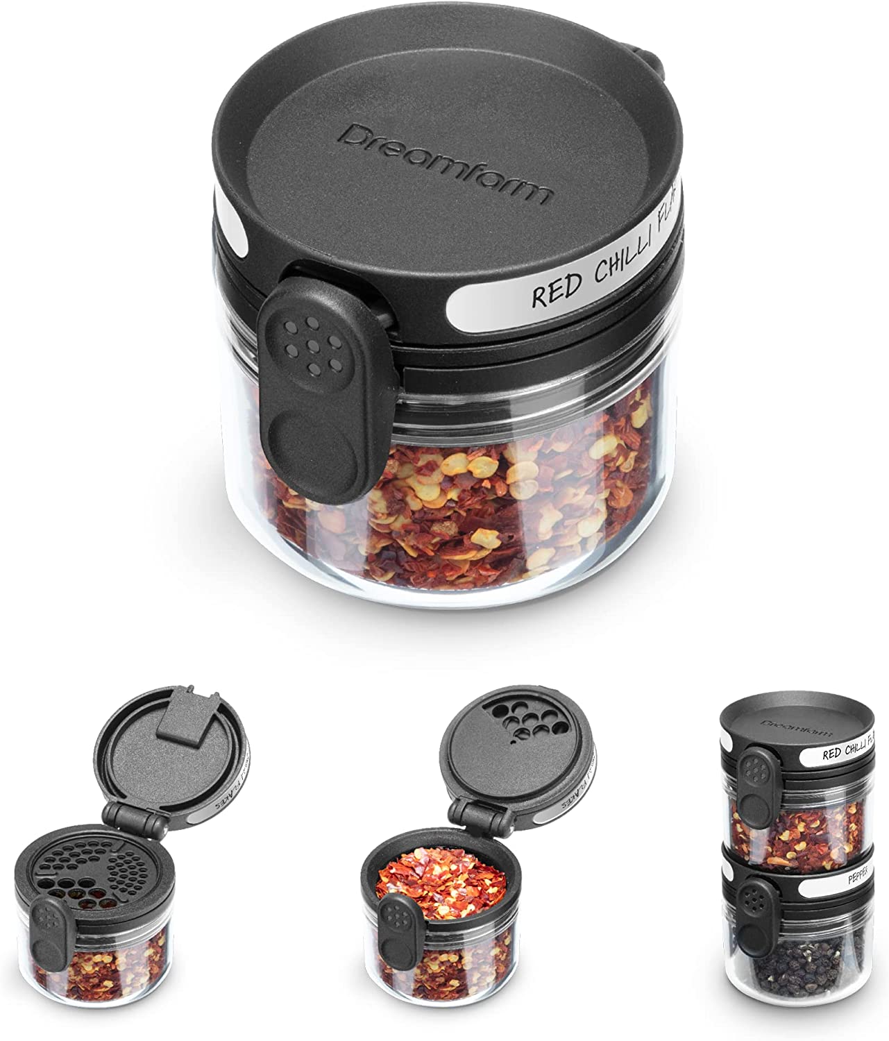 Dreamfarm Orlid Stackable Glass Container Shake & Scoop Lid (1 jar) DFOL7053