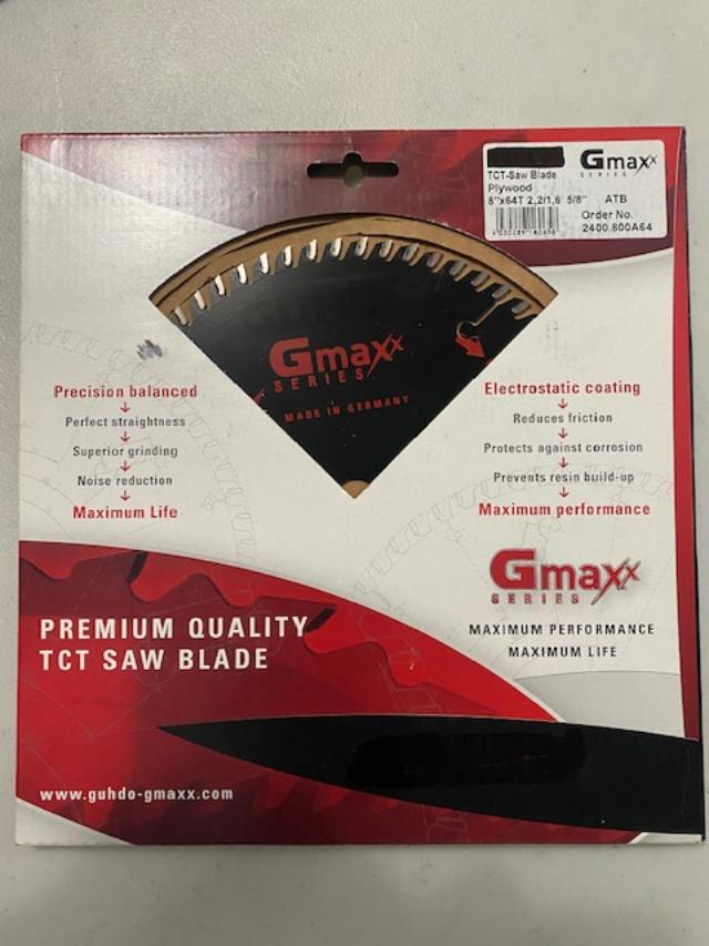 Gmaxx 2400.800A64 8" x 64 Teeth Carbide Tipped Plywood Circular Saw Blade German