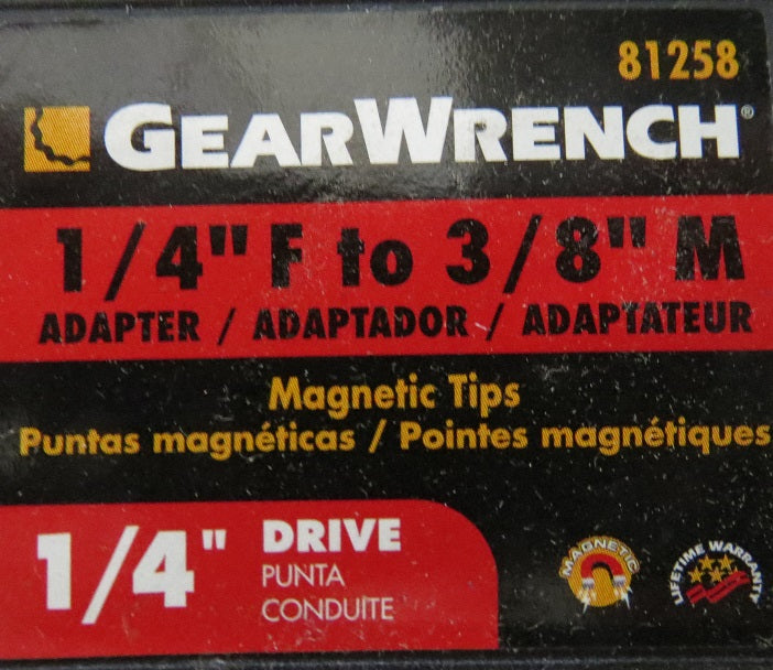GearWrench 81258 1/4-Inch Female to 3/8-Inch Male Magnetic Socket Adapter