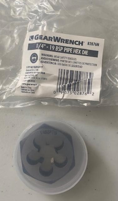 Gearwrench 82876N 1/4 - 19 BSPT Pipe Hex Die