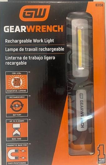 Gearwrench 83138 500 Lumen Rechargeable Work Light With Charging Stand