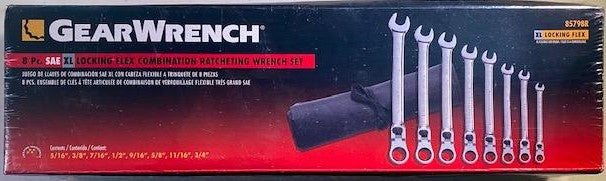 Gearwrench 85798R 8 Piece Sae Gearwrench Xl Locking Flex Head Ratcheting Wrench