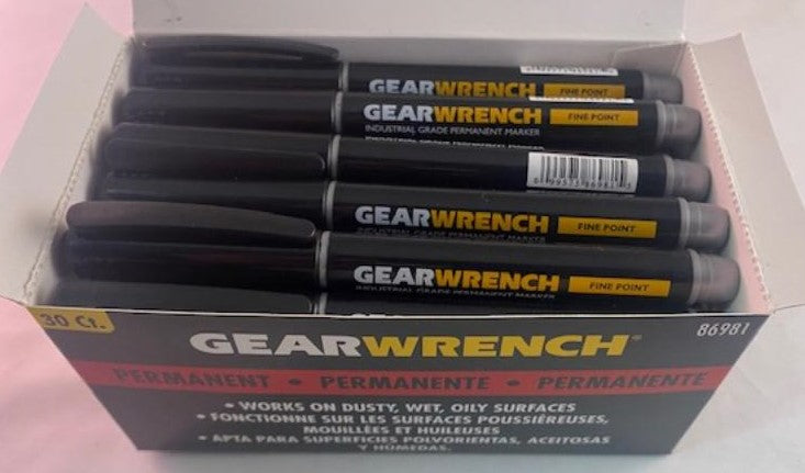 GearWrench 86981 30ct. Black Fine Point Industrial Grade Marker
