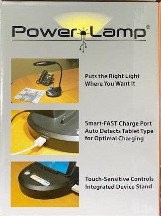 PowerLamp 90372 LED Task Lighting  With Integrated USB Power Station BLACK