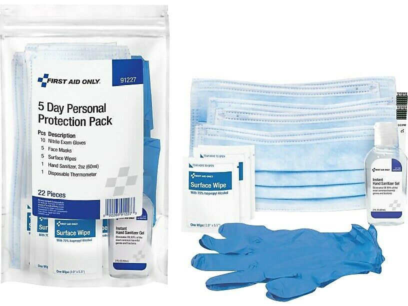 First Aid Only 91227 Five-Day Personal Protection Kit, 22 Pieces/Pack