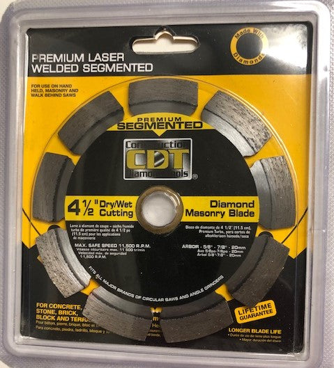 CDT 91404520 4½" Premium Segmented Dry / Wet Cutting Diamond Masonry Blade