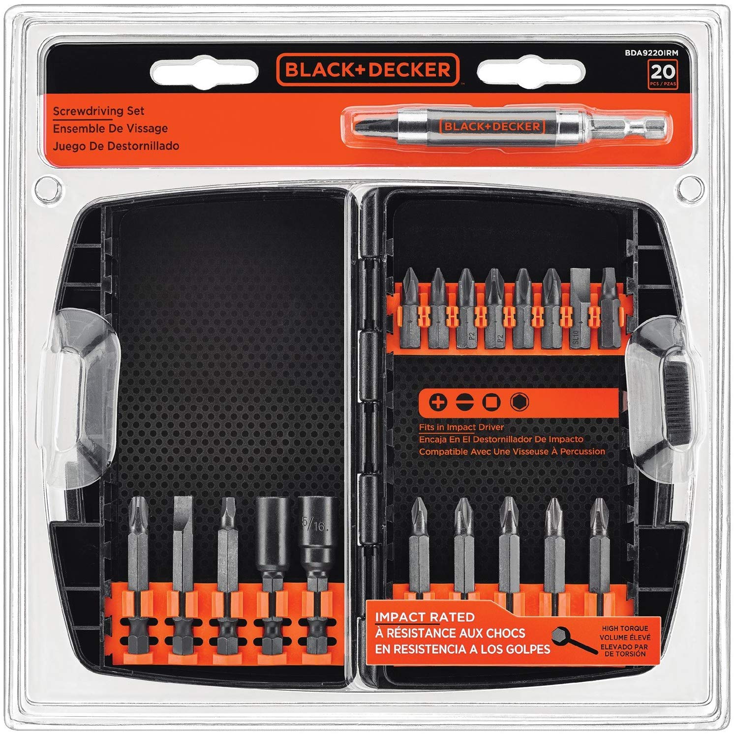 BLACK+DECKER BDA9220IRM 20-Piece Screwdriving Impact Set