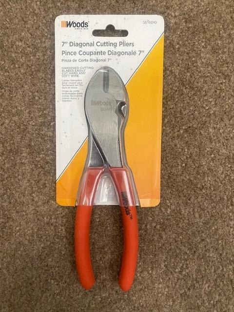 Woods 58749240 7" Diagonal Cutting Pliers Hardened Blades Carbon Steel Con