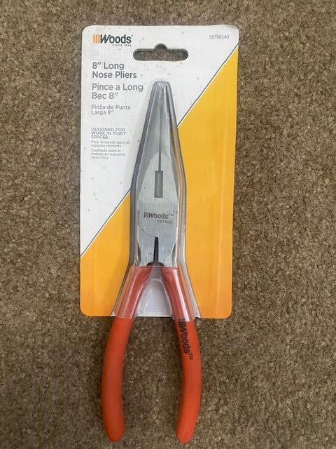 Woods 58749540 8" Long Nose Pliers, Carbon Steel Construction