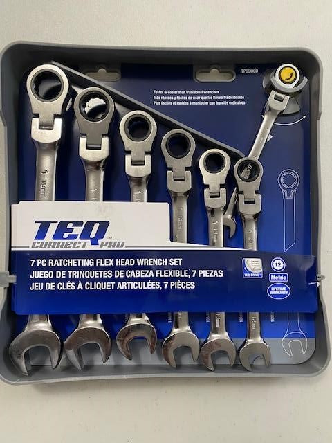TEQ Correct Pro TP9900D Metric Ratcheting Wrench Set Flexible Head Combination 7 Pieces