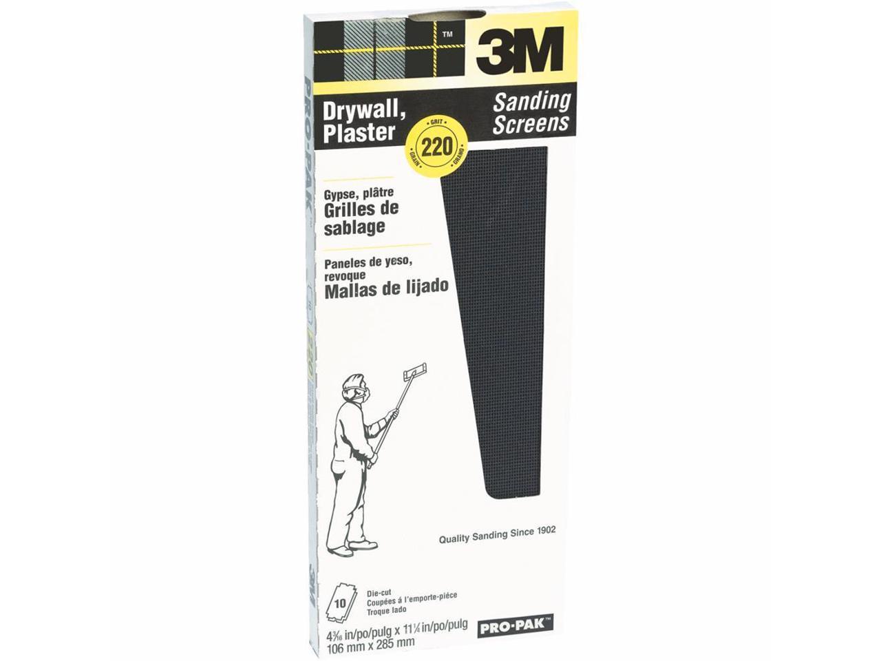 3M 99436NA 4-3/16" x 11-1/4" 220 Grit Drywall Plaster Sanding Screens 10 Pack