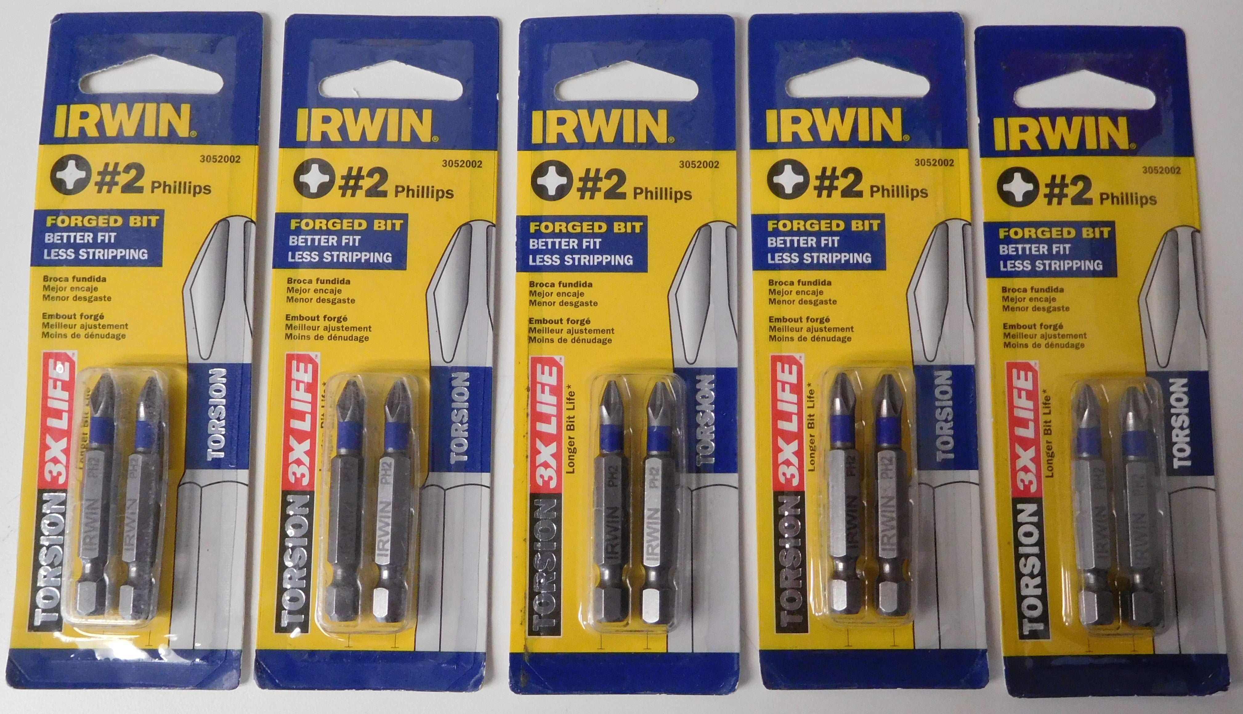 Irwin 3052002 #2 Phillips x 2" Torsion Power Bit Screw Tips (5 Packs of 2) 10 Bi