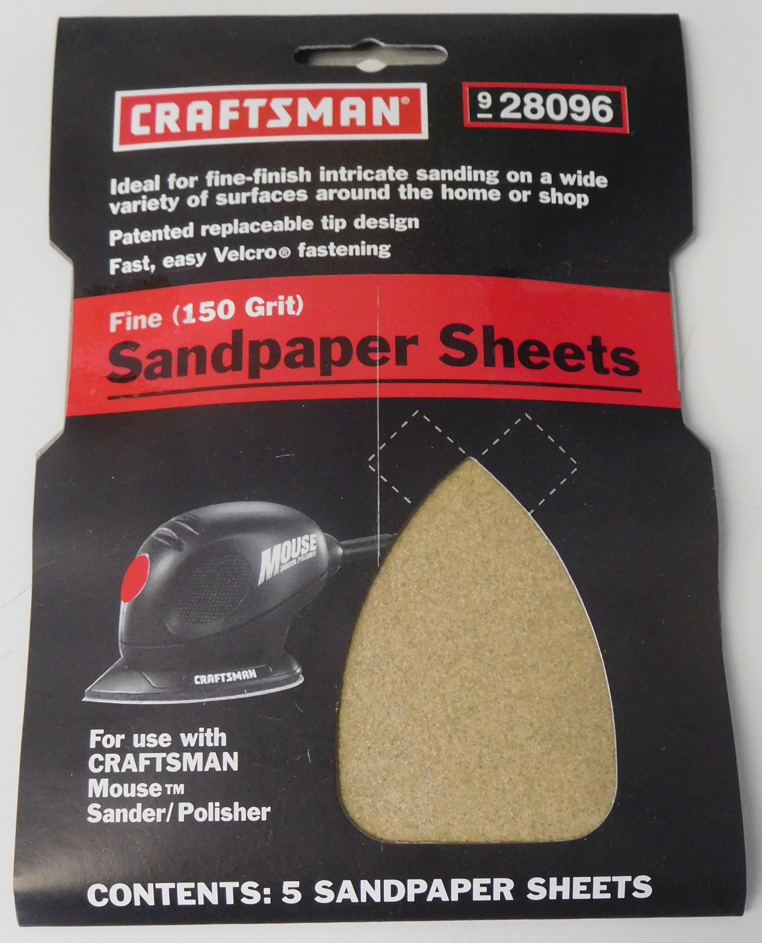 Craftsman 28096 Fine 150 Grit Sandpaper Sheets (5 Sheets Per Pack)