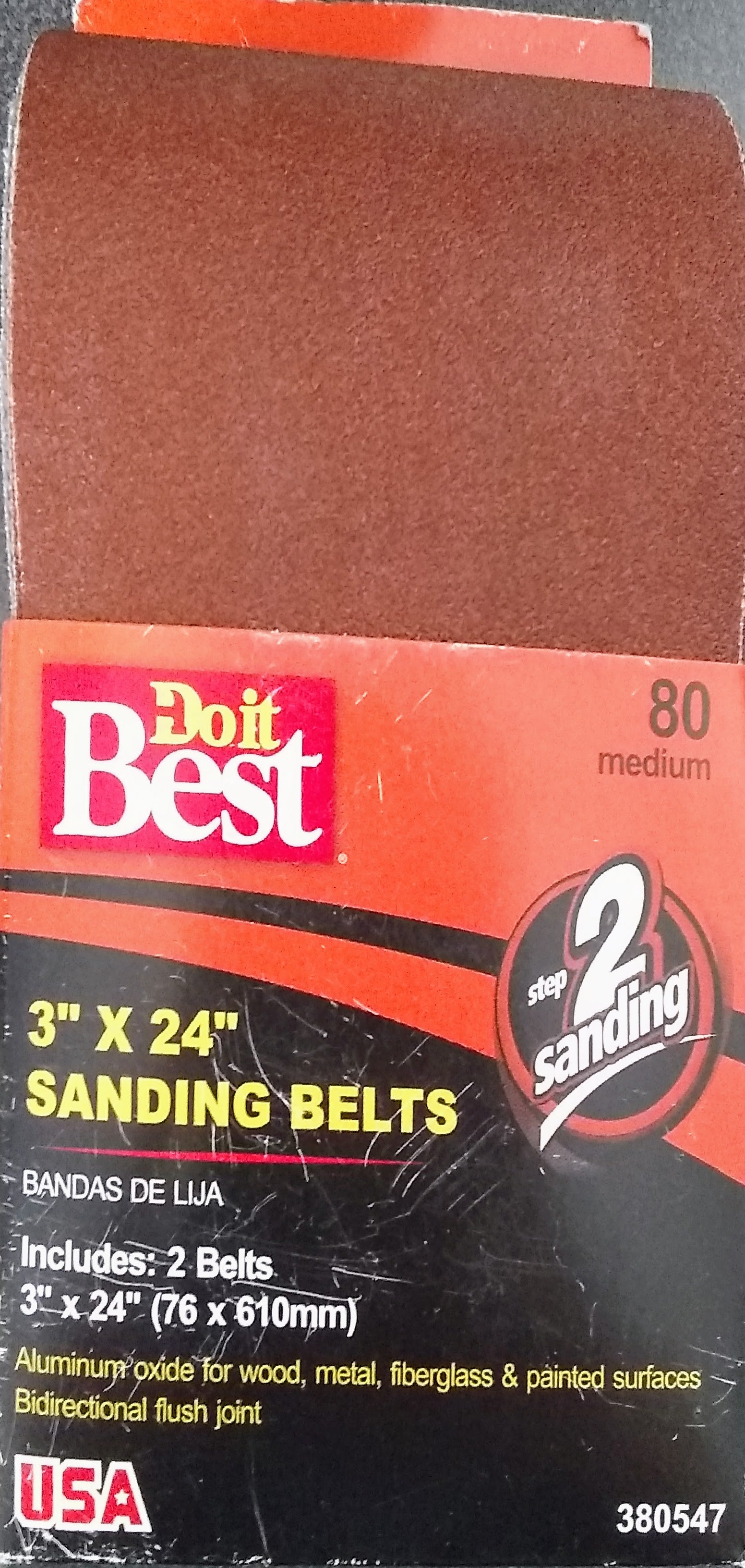 Do It Best 380547 3" x 24" 80 Medium Grit Sanding Belts 2 Pack USA