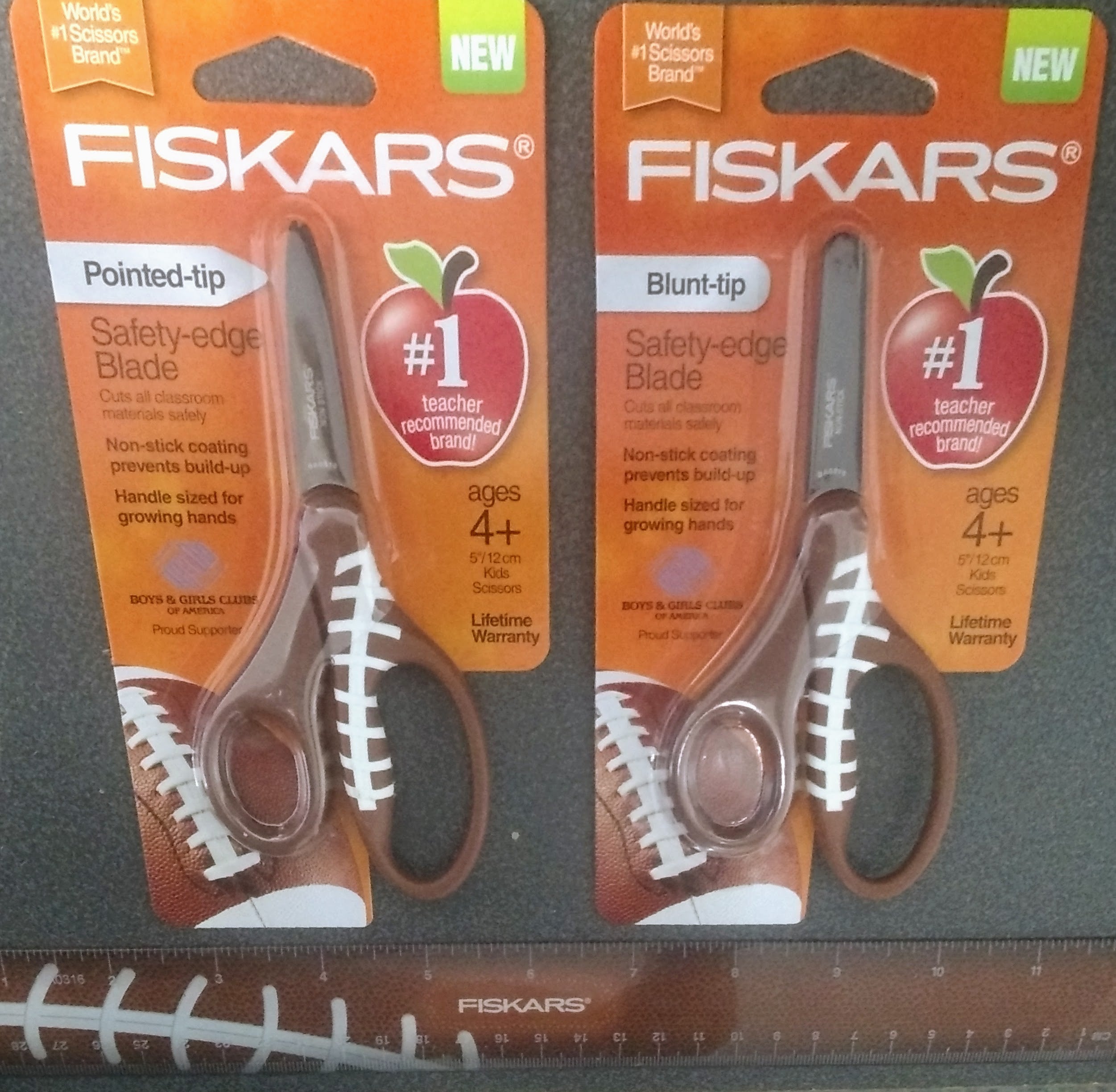Fiskars 134162 Football MVP 5" Kid's 3-Piece Scissors & Rule Set