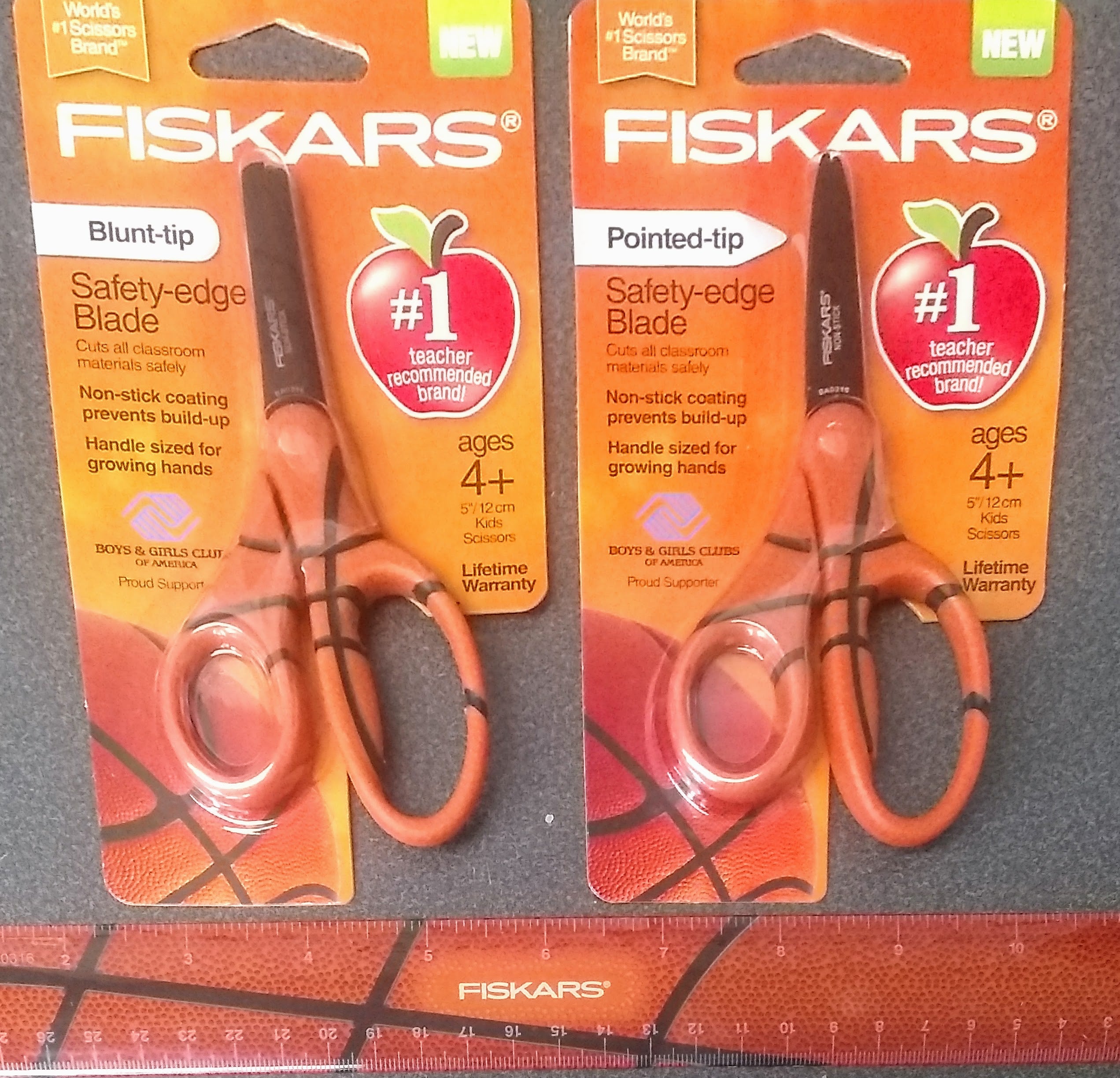 Fiskars 134162 Basketball MVP 5" Kid's 3-Piece Scissors & Rule Set