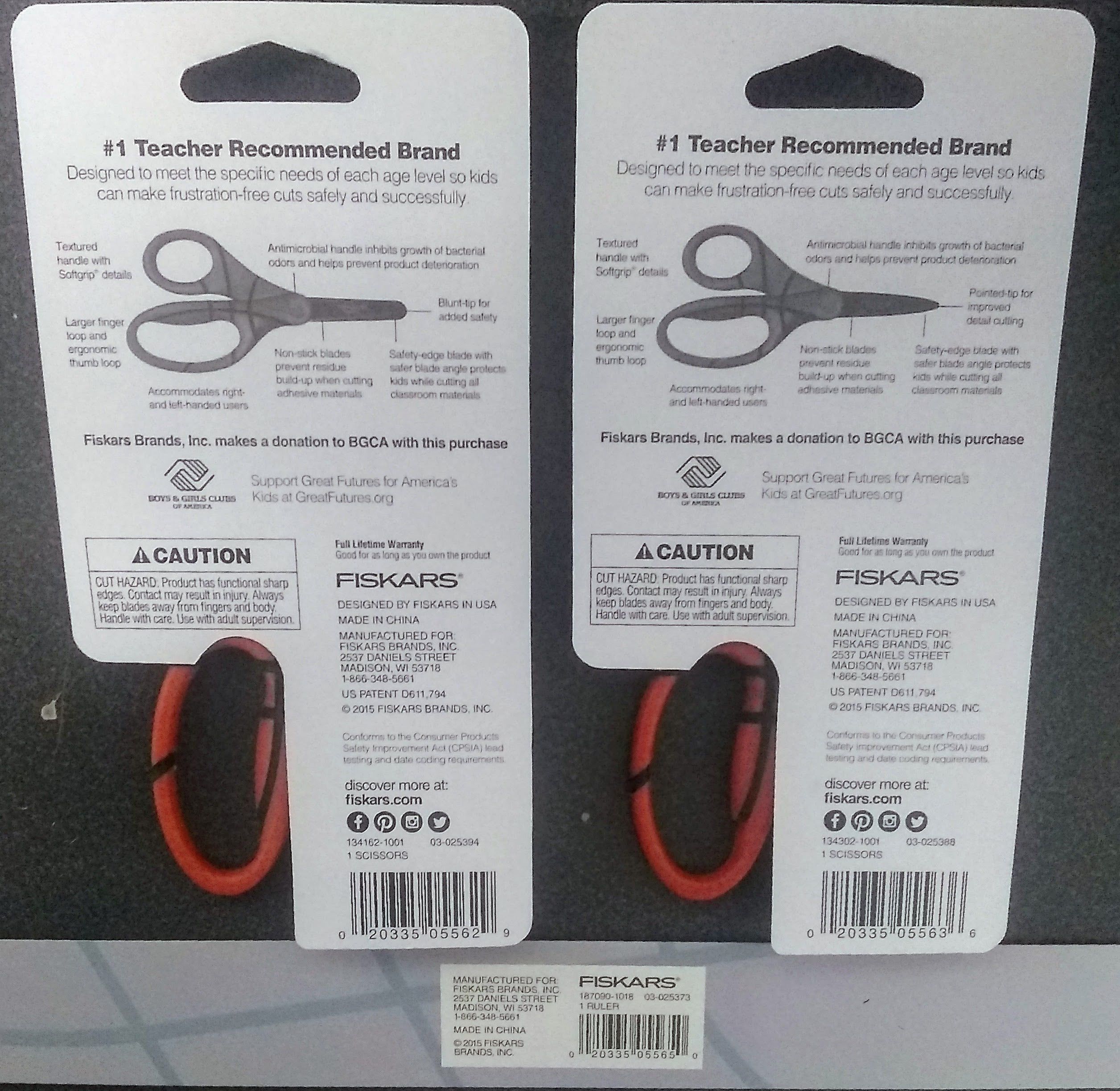 Fiskars 134162 Basketball MVP 5" Kid's 3-Piece Scissors & Rule Set