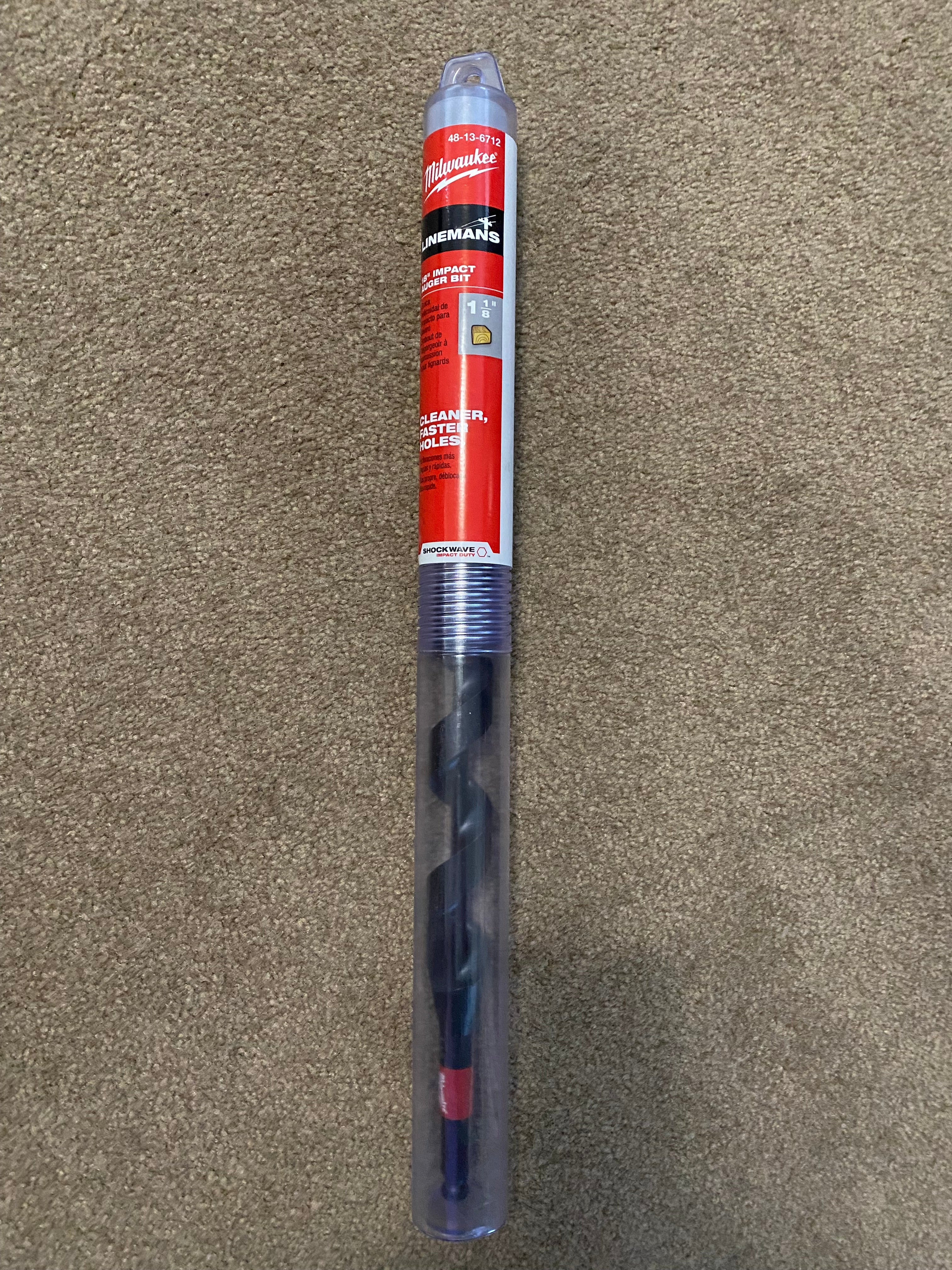 Milwaukee 48-13-6712 1-1/8" x 18" SHOCKWAVE Lineman's Impact Auger Drill Bit
