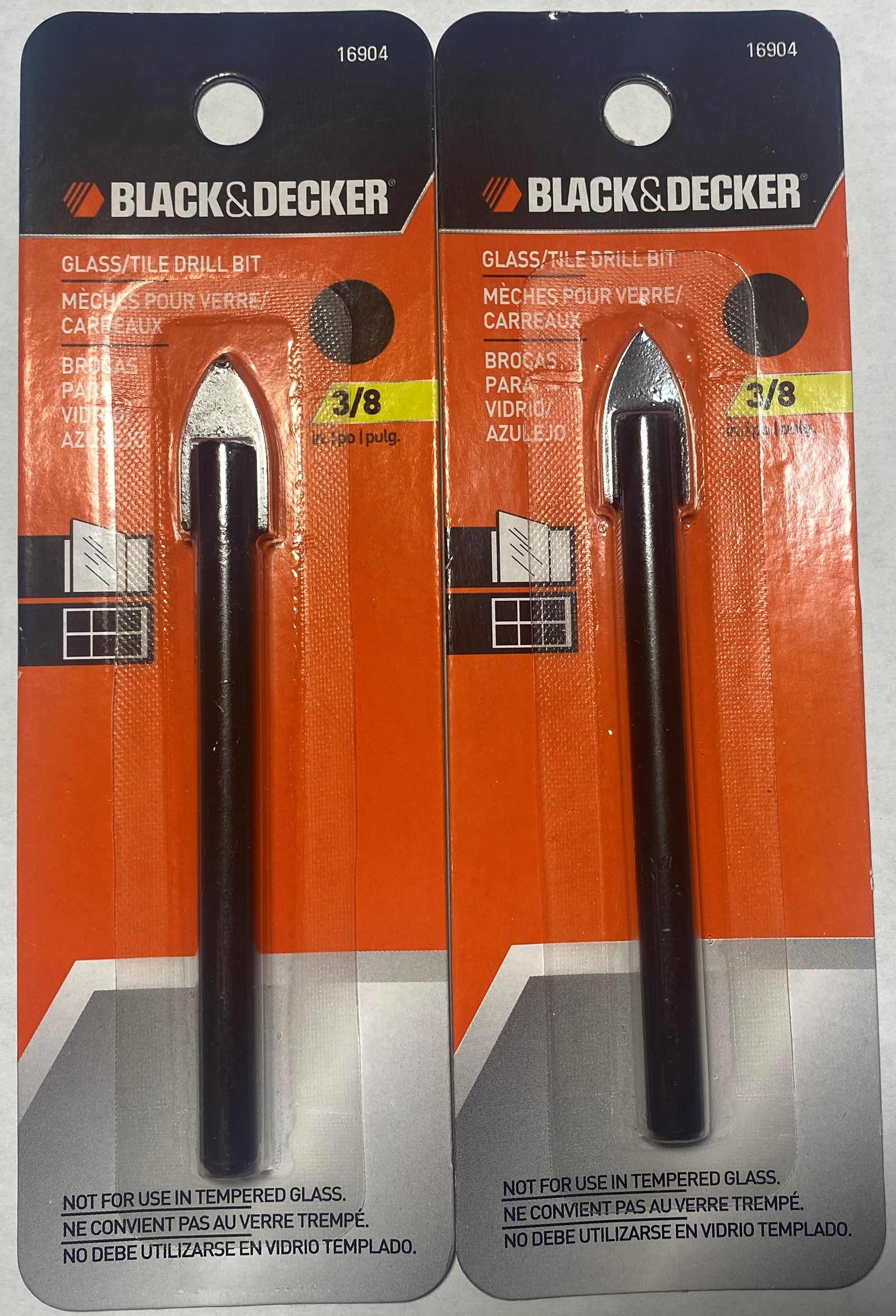 Black & Decker 16904 3/8" Glass And Tile Drill Bit 2pcs.