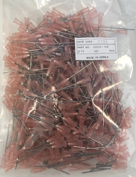 Weller KDS18112BT Pink 1-1/2" Stainless Steel Dispensing Needles 18 Gauge 500pcs