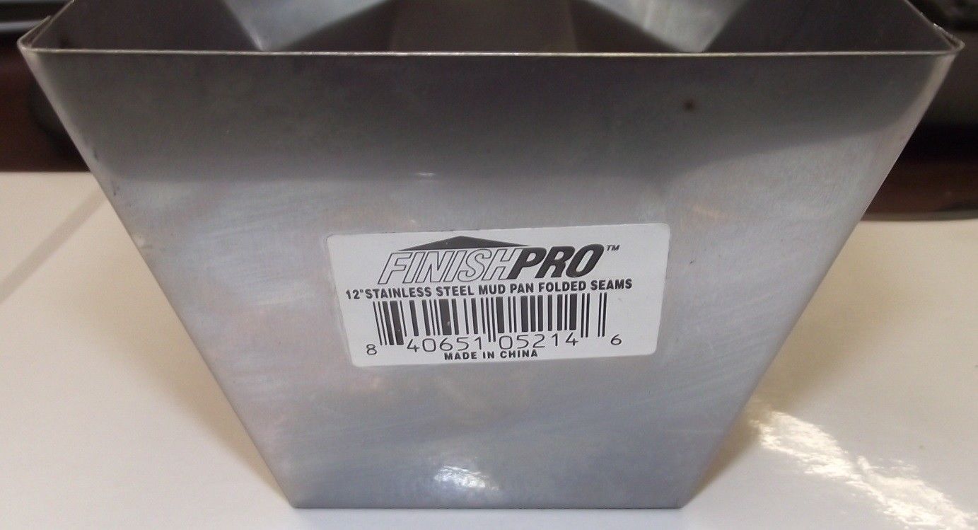 Finishpro 5-214 12" Stainless Steel Mud Pan Folded Seams